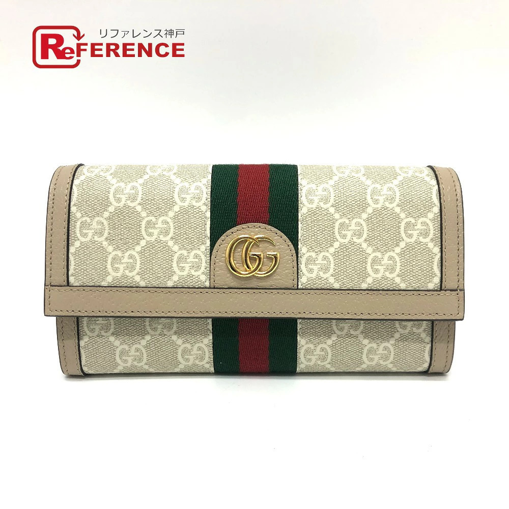 GUCCI Ophidia GG Supreme Wallet Long Canvas Beige